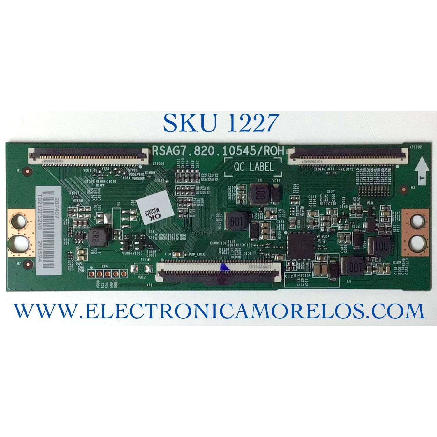 T-CON PARA TV HISENSE / NUMERO DE PARTE 287407 / RSAG7.820.10545/ROH / 291594 / TG212F32V0 / PANEL HD650Y1U72-T0L2\GM\CKD3A\ROH / MODELO 65A6G 65A52FUA - Imagen 1